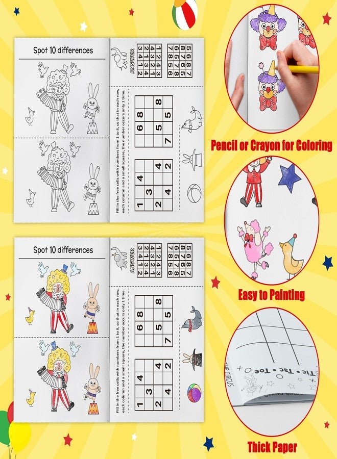 JAPBOR Carnival Activity Coloring Books - 24PCS Mini Circus Carnivals Activities Color Books Bulk for Kids Party Favors, Showman Themed Small Colouring Pages for Birthday Class Drawing Painting Game - Image 4